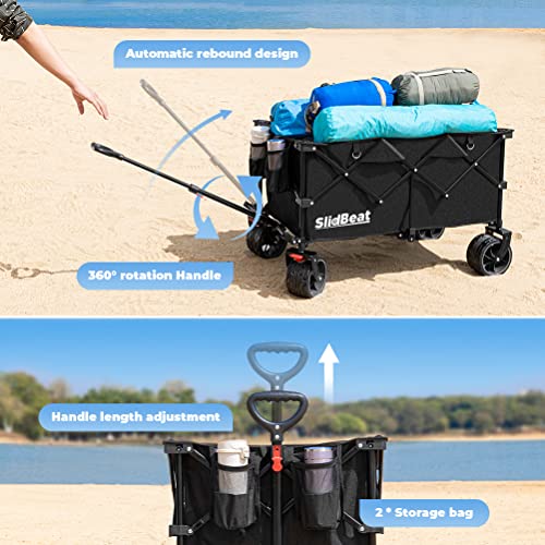 Beach Wagon With Big Universal Wheels - Folding Wagon - Wagons Carts Heavy Duty Foldable - Camping Garden Cart - Slidbeat #TOP4