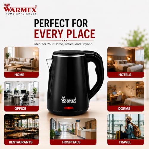 Image of Warmex 1.6 Ltr Premium Double Wall Electric Digital Kettle | 1500 Watts, Touch Sensitive Panel, Cool Touch Feature, Auto Shut-off, 2 Year Warranty