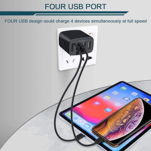 Usb Wall Charger, 2-Pack Ailkin 4.8A 4-Port Usb Plug Cube Brick Charging Box Wall Charger Plug, Usb Charging Block For Iphone 14 13 Pro Max 12 11Pro Max/Xr/Xs/8/7 Plus/6S, Samsung Galaxy S22 S21 S20 #TOP5
