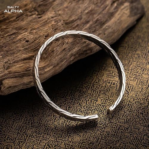 Image of SALTY ALPHA Anti Tarnish Mohawk Stainless Steel Cuff Bracelet for Men | Hand Bands for Boys | Wrist Bracelets for Man | Fashion Jewellery Accessories | Stylish Minimal Jewelry | Christmas, Marriage, Birthday | Gift for Valentine Day