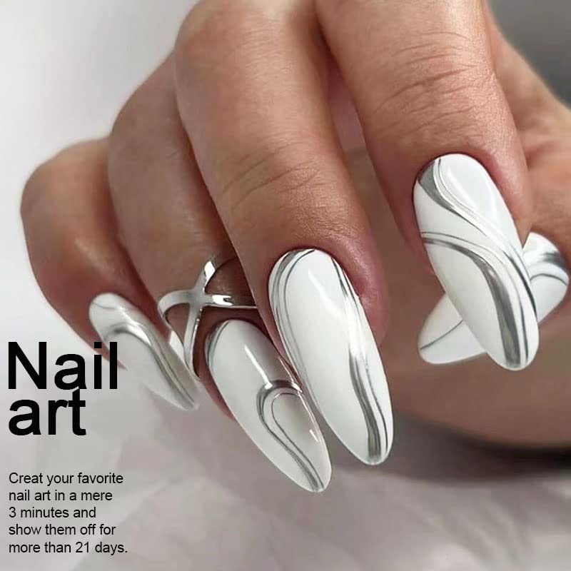 Miniatura 5 de Arte Clavo Esmalte de uñas de gel, 1 unidad de 0.5 fl oz, color blanco puro lechoso, juego de esmalte de gel semipermanente para remojar con luz LED