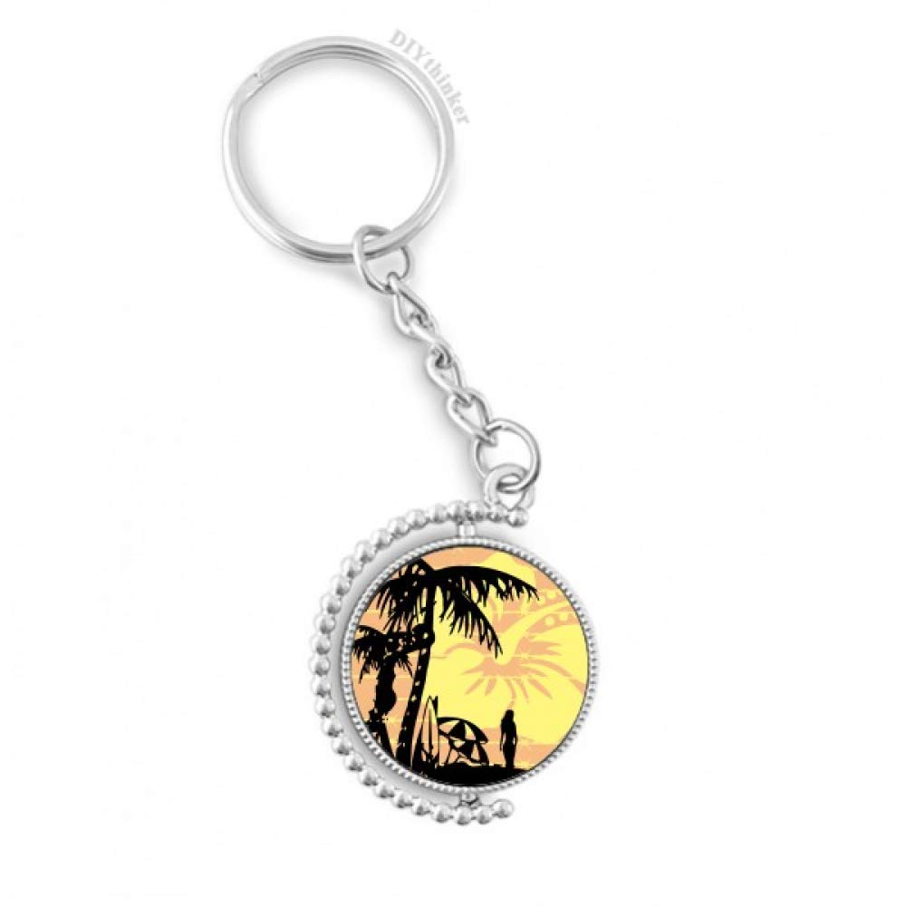 Llavero giratoria con anillo fuerte e ilustración playera de árbol de coco 4