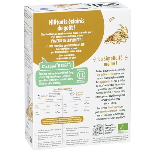 Céréales Bébé Dès Avoine Blé Riz Bio Good Gout Good Gout Le Sachet De - vue 3