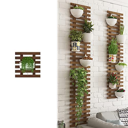 Griglia Resistente Naturale Legno,Fioriera Grigliato Legno da Giardino Vaso per Piante Rampicanti,per Sostegno a Muro Fiori e Piante Fioriere Sospese Decorazione Murale Terrazza (29x29cm/11.4x11.4in)