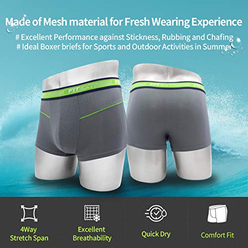 FITEXTREME Mens 5 Pack Cool Sporty Performance Stretch Short Boxer Briefs M
