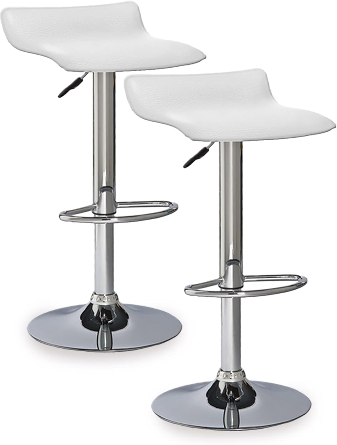 Leick Home 10042WH Adjustable Height Swivel Stool with Chrome Base, Set of 2, White