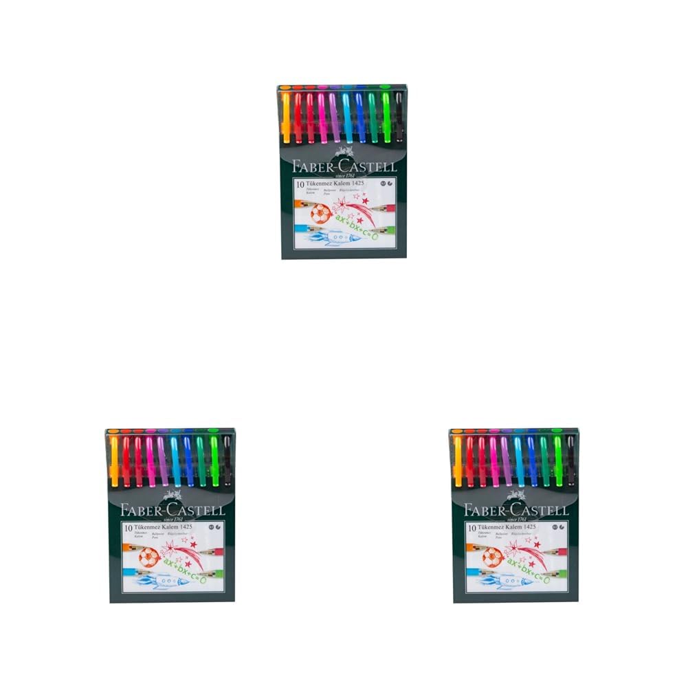 Faber-Castell 1425 Tükenmez Kalem, 10 Adet, 0.7 mm 3lü paket