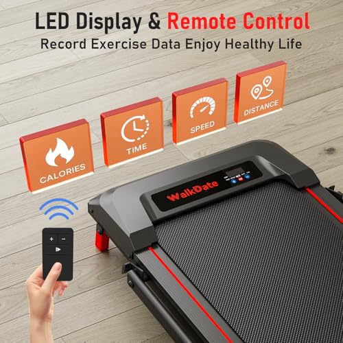 Image of Walking Pad Treadmill with Incline and Handle Bar, Walking Pad with Remote Control and Incline for Home Office, Led Display