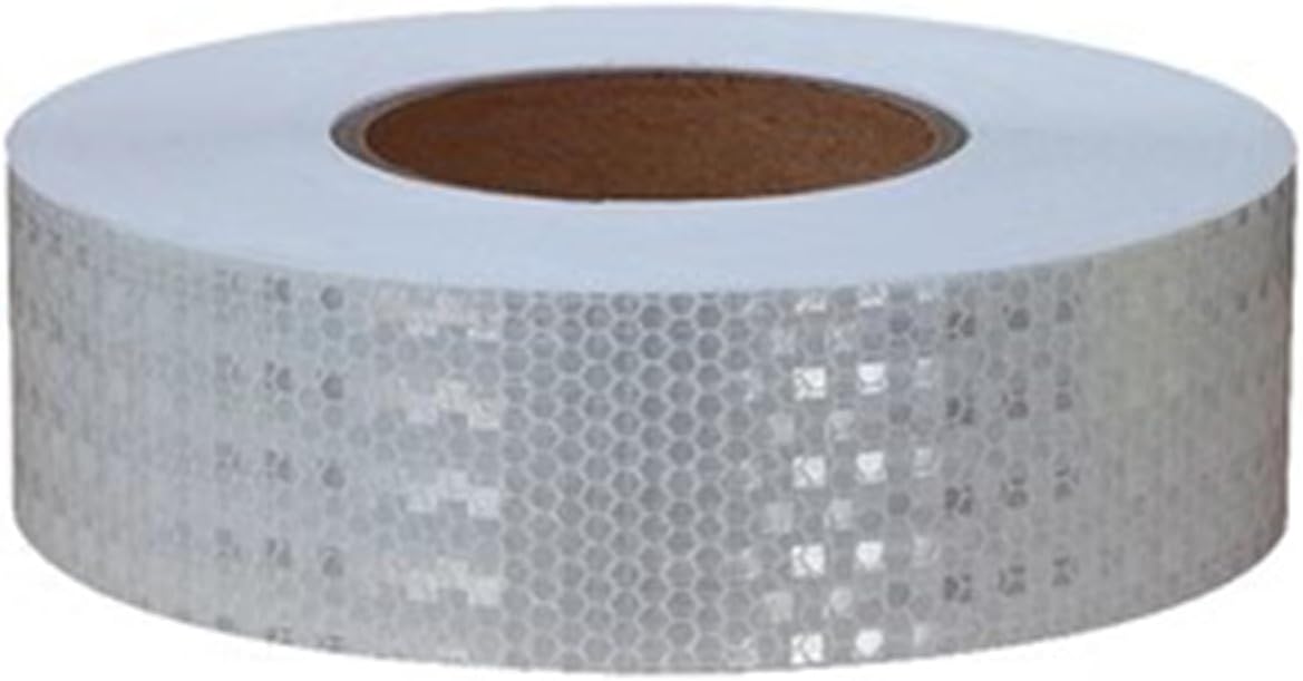 Caution Tape, Reflective Tape,Outdoor Safety Tape, Reflective Warning Tape Night Safety Sticker,for Floor Marking, Trailers, Trucks, Cars, Boats(White,50m)