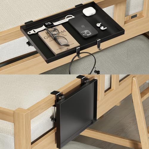 Magheo Pliable Tablette Lit Mezzanine, Métal Étagère de Chevet pour Lit, Pliante Table de Chevet à Clipser Suspendue, Gain de Place Accessoires Essentiels...