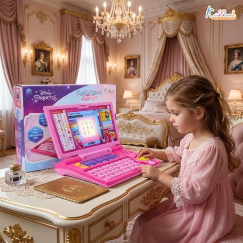 Image of Disney Princess Interactive English Learning Laptop for Toddlers - 20 Educational Activities, Letters, Numbers & Games - Early Development Educational Toy |Birthday Gift for Kids 3+ Years