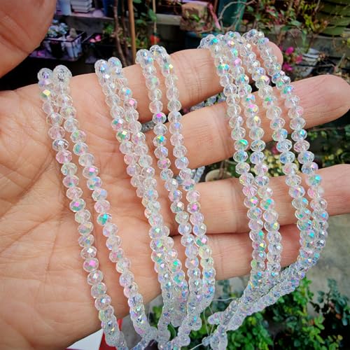 Image of 4mm Rondelle Glass Beads for Jewelry Making, Faceted Briolette Crytal Spacer Beads for Bracelet Necklace Earring, Pink with Green 1200pcs