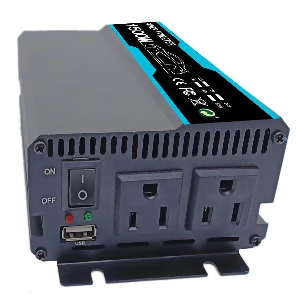 Inversor Corriente para Coche 500 W 1000 W 1500 W 2000 W CC 12 V A CA 110 V con USB para Teléfono Portátil Y Otros Dispositivos Inversor Corriente(2000W)