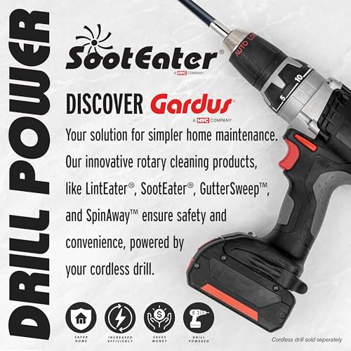 SootEater Rotary Chimney Cleaning System - Gardus RCH205-B Chimney Sweep Kit, Cleans Open Chimneys up to 18' with 6 Flexible 3' Rods, Chimney Cleaning Kit with Trim-to-Fit Spinning Chimney Whip - Image 6