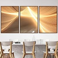 3 Piece Framed Canvas Wall Art Abstract Geometric Lights Mixed Media Modern Canvas Prints Home Artwork Decoration for Living Room,Bedroom - 16