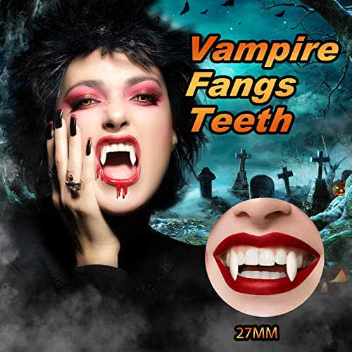 Vampire Teeth Fangs for Adults, Halloween Sharp Teeth with Reusable