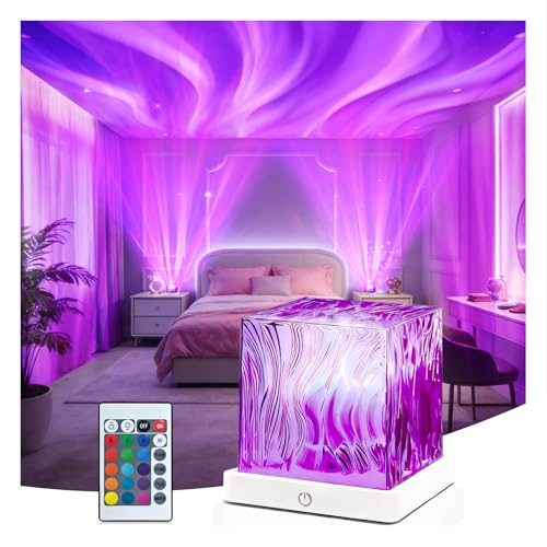 HUMIIEYE Northern Lights Projector 1800mAh Battery Operated Aurora Night Light Cube 16 Color Remote Mood Lighting Galaxy Projector Trendy Cute Stuff for Kids Teen Girls Gifts Bedroom Room Decor