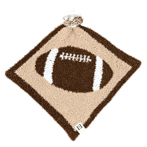 Image of USA Football Baby Lovey Pacifier /Teether Holder 10 inchx10 inch - DreamSoft Plush Fluffy Cuddly Soothie Reversible Mini Comfort Blanket - Cute Newborn Gift Babies Boys Girls (Brown /Tan)
