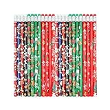 FloraVigo 72 Stück bleistift weihnachten, Stifte mit Radiergummi, Weihnachtsstift-Set aus Holz, Geeignet für Grundschüler, Weihnachtspapier, Preise, Bleistifte mit Cartoon-Motiven