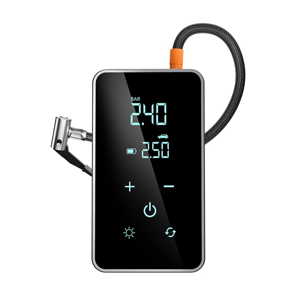 Cordless Car A Pump 150PSI Touchscreen A Compressor Portable Electric Te Inflator with LED Light Pressure Detection Auto-Off Function Storage Bag for Car Motorcycle Bicycle Tes Balls
