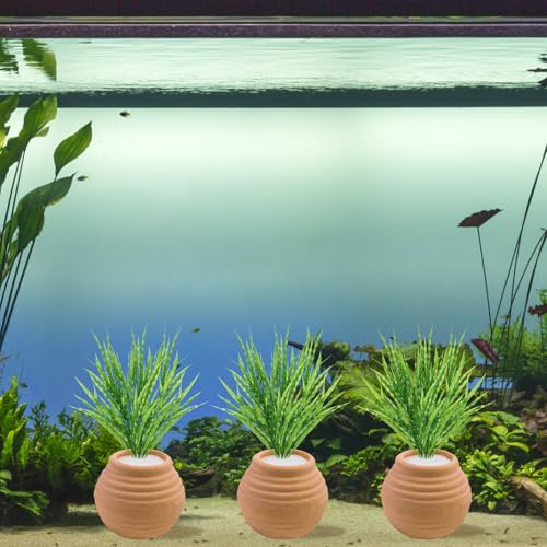 Image of 4 PCS Aquatic Plants Fixed Ring Set, Anti-Floating Ceramic for Fixing Water Plants Fish Tank Landscaping Ornaments Aquarium Decoration (Red)