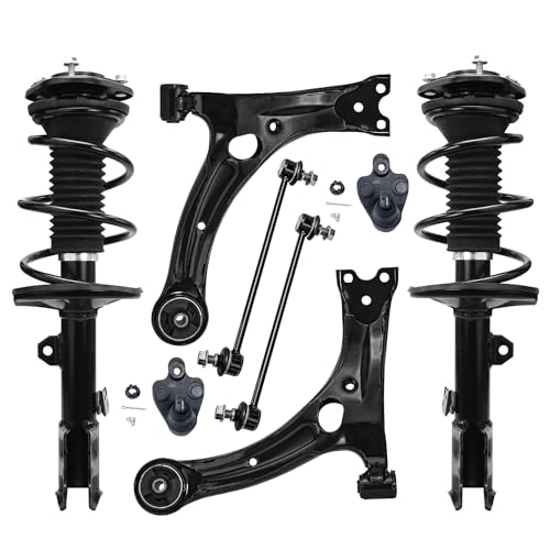 Image of Detroit Axle - 1.8L Front 8pc Suspension Kit for 2009-2013 Toyota Corolla 2011-2013 Matrix, 2 Struts w /Coil Spring 2 Lower Control Arms 2 Lower Ball Joints 2 Sway Bar Links Replacement