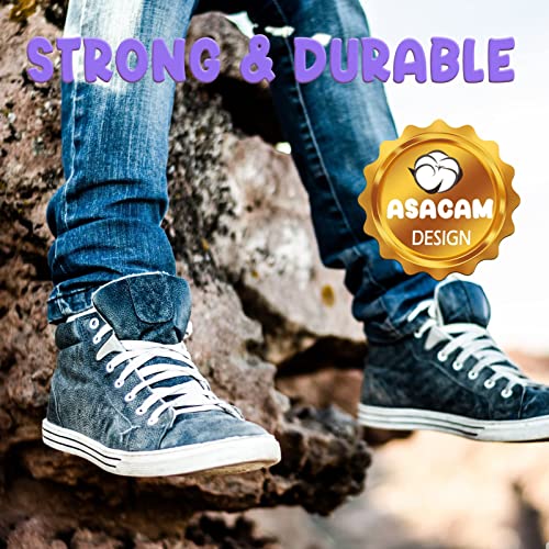 Asacam Flat Shoe Laces For Snekers, 1 Pair 40" Length 5/16" Wide Shoelaces For Athletic Running Sneakers Shoes Boot Strings White #TOP6
