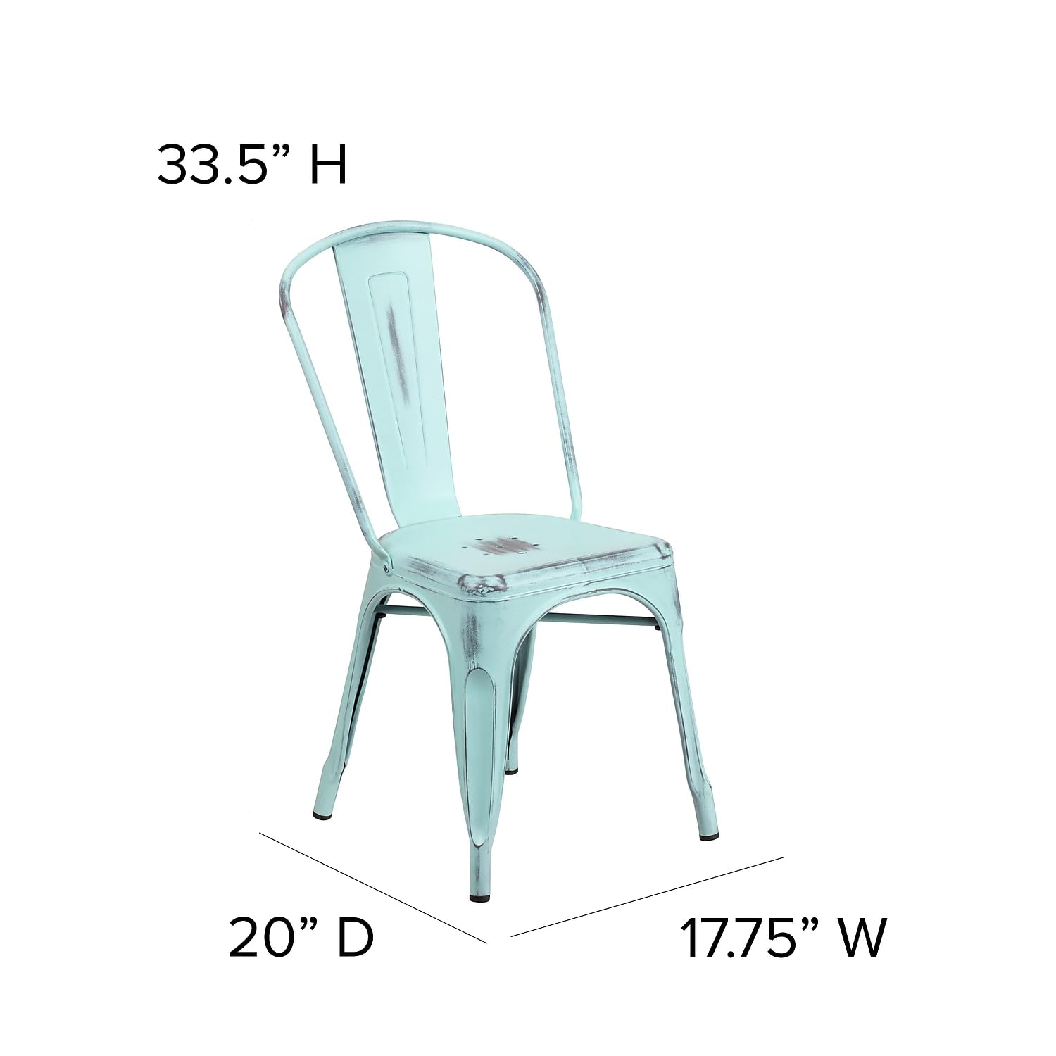 Flash Furniture Lot de 4 chaises en métal Vieilli, Vert/Bleu