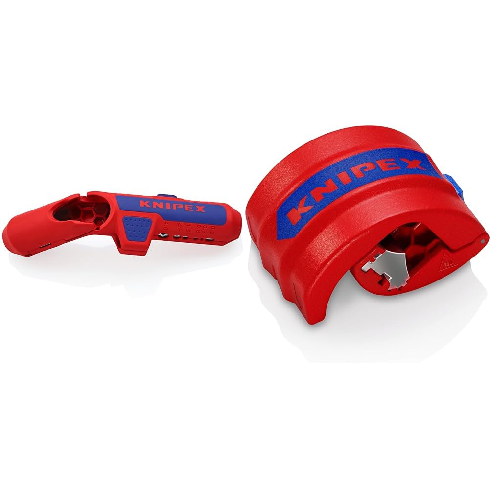 Knipex ErgoStrip® Outil universel à dégainer, pour gaucher 135 mm 16 95 02 SB & BiX Coupe-tube pour les tubes en plastique de Ø 20 à 50 mm 90 22 10 BK
