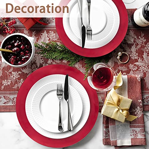 Gfware Round Charger Plates 6 Pack, 13In Red Thick Plastic Round Rustic Chargers For Dinner Plates Bulk Wedding Party Elegant Decor Place Setting Restaurant Hotel #TOP6