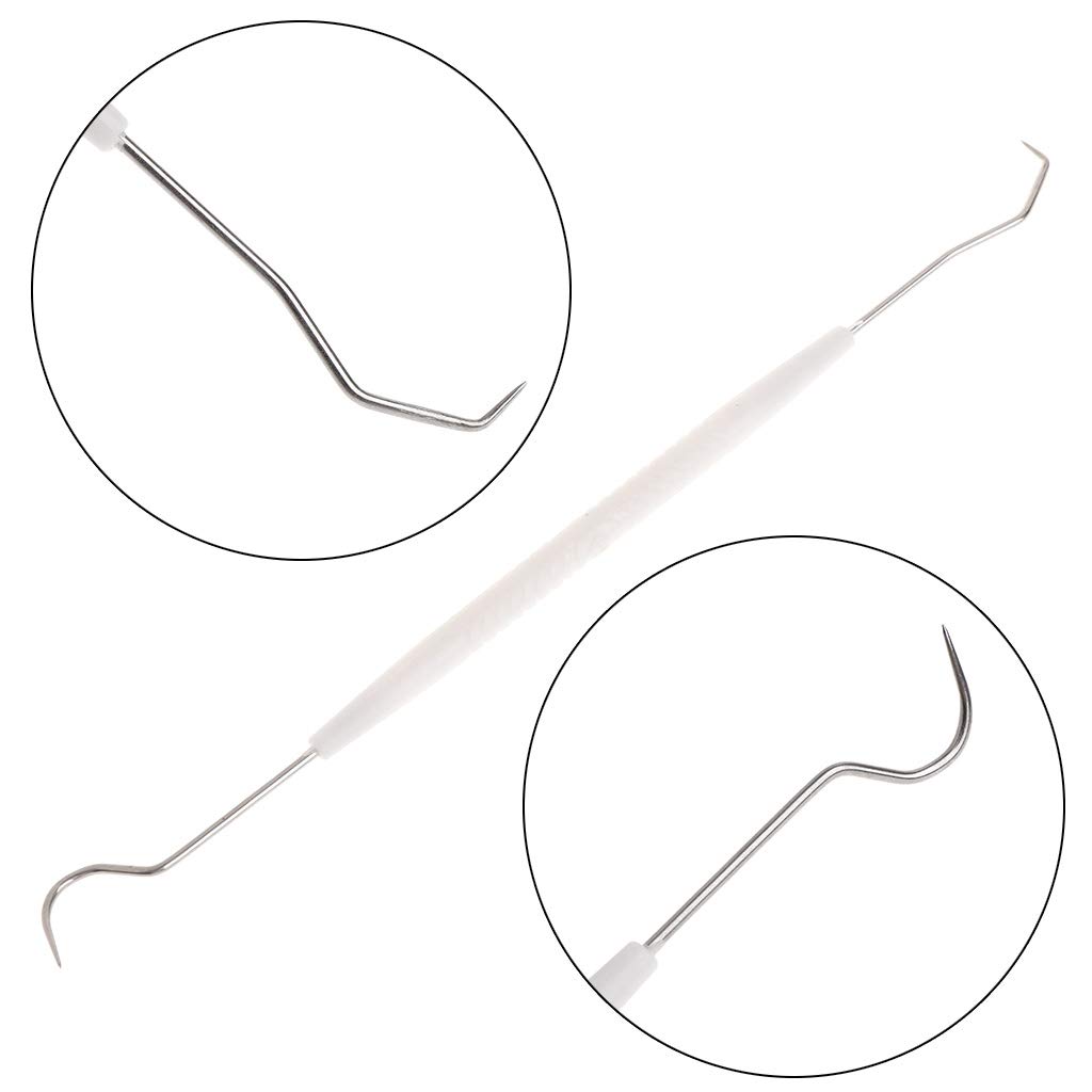 Doble para cabeza de dentista, sonda de higiene limpia, gancho de acero inoxidable, diseño ergonómico de mango para drenar, cesta de drenaje de verduras, cesta de drenaje de fregadero, cuenco