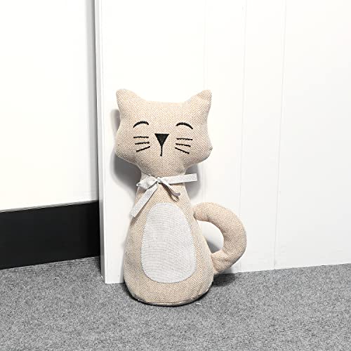 Cerayou Cute Animals Decorative Door Stoppers, Soft Durable Fabric Weighted Interior Wall Protector For Home & Office, Anti Collision Heavy Duty Compact Floor Decor Book Stopper, Beige Yellow Cat #TOP5