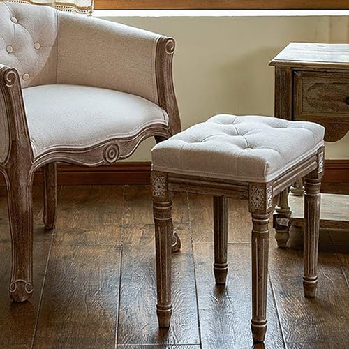 Taburete de tocador de leopardo con patas de madera maciza para dormitorio 3