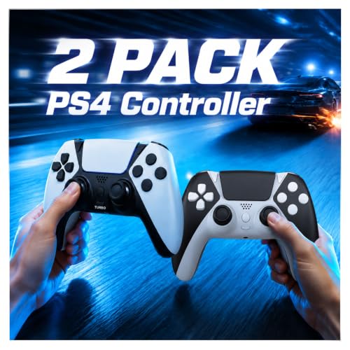 Enstixsm 2 Pack for PS4 Controller,Wireless Dual Remote Shock Control for PS4 Slim Pro,ALPS Zero Drift Sticks Game Control,PC Gaming Turbo Back Paddles Gamepad,Alternative Original