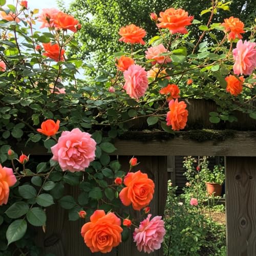 Image of Climbing Rose Hybrid Seeds Pack - Large Flowers- 70 Easy-to-Grow Seeds for Vibrant Blooms, Suitable for All Indian Climates (SALMON)