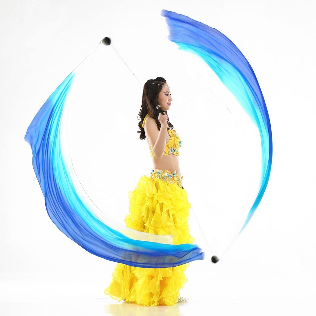 Velo Danza Del Ventre Accessori Danza Indiana Sciarpa Pallina Poi Seta Nylon Manico Ergonomico Robusto Adatto per Esercizi Spettacoli Danza