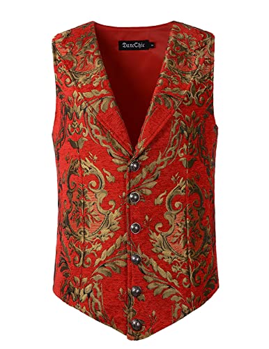 Mens Gothic Lapel Vest Steampunk Waistcoat Victorian