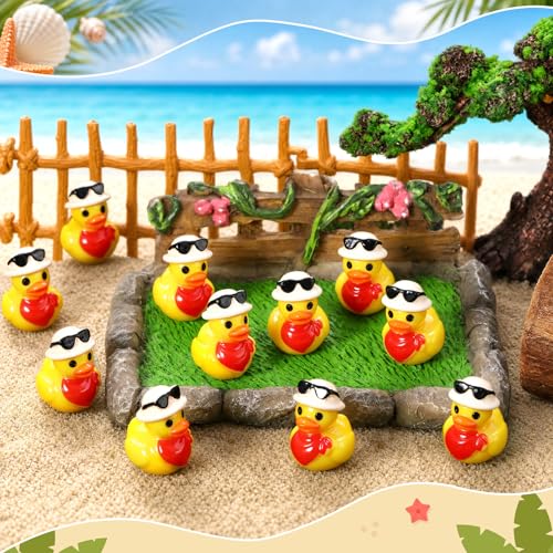 Image of 50 Pcs Sunglasses Ducks Toy Figures, Mini Resin Ducks Bulk | Tiny Duck Figurine Dress up Game Toy for Summer Party Favors (Sunglasses Duck)