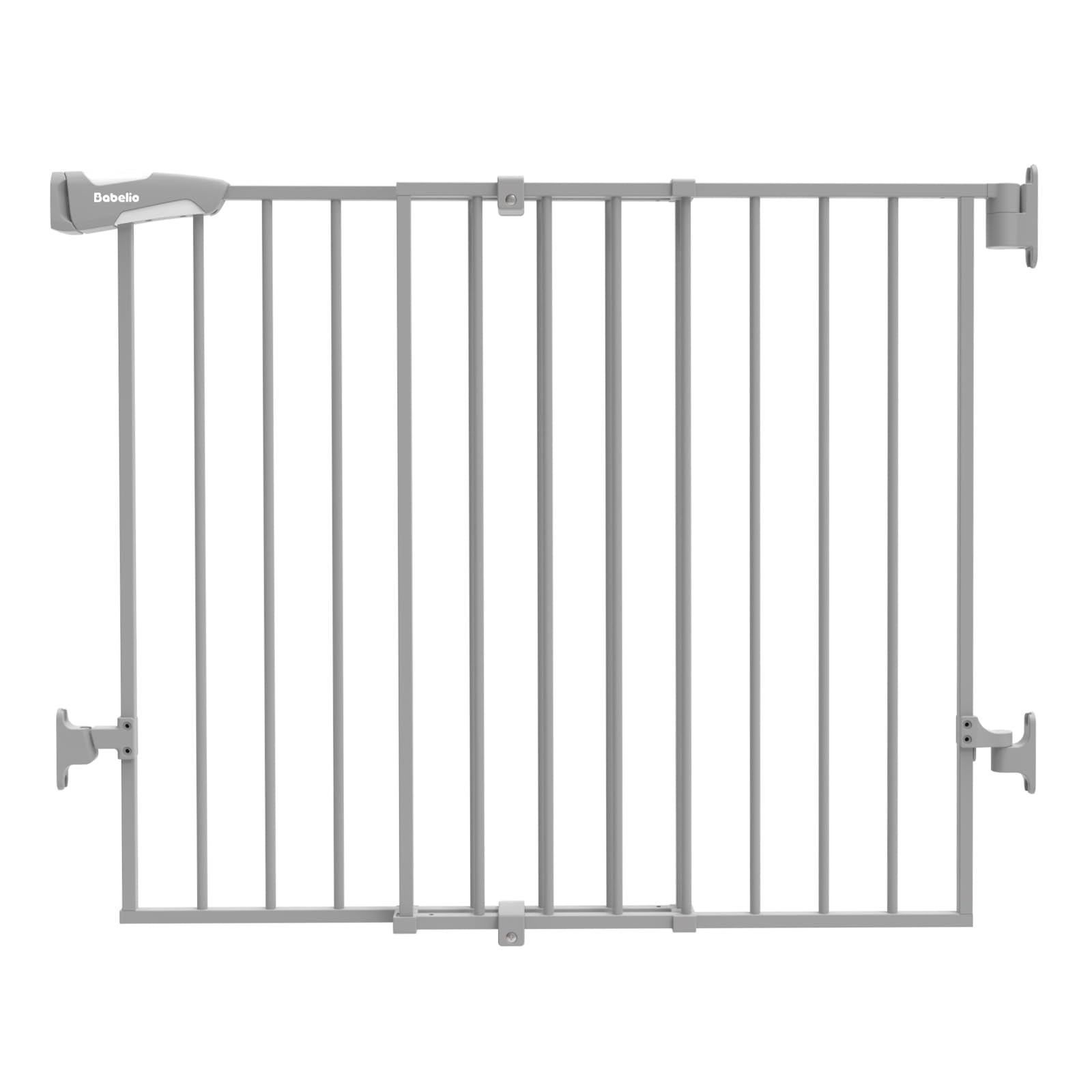 Babelio Puerta de bebé para escaleras y puertas, 26-43 pulgadas de ancho 34 pulgadas de alto, extra alta, sin barra inferior, fácil instalación, operación con una sola mano, cierre automático, montaje