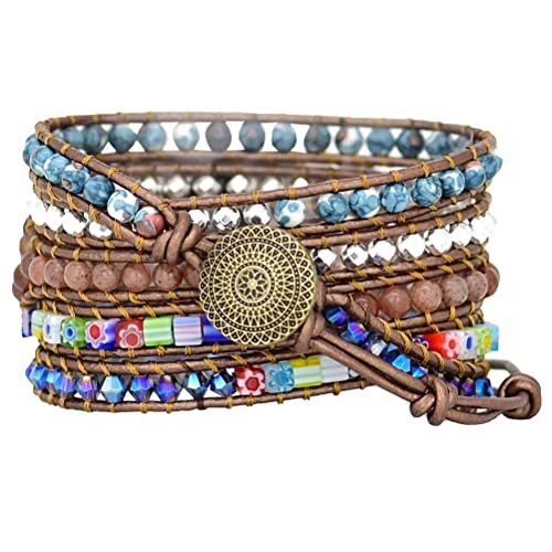 Bracelet montre en cuir véritable bohème chic pour montre connectée