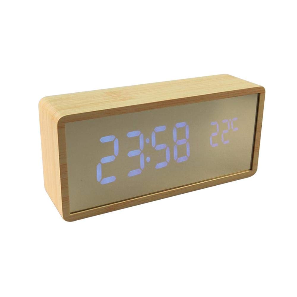 Réveil Numérique LED en Bois Idéal pour une Table de Chevet Lumineuse et Zen