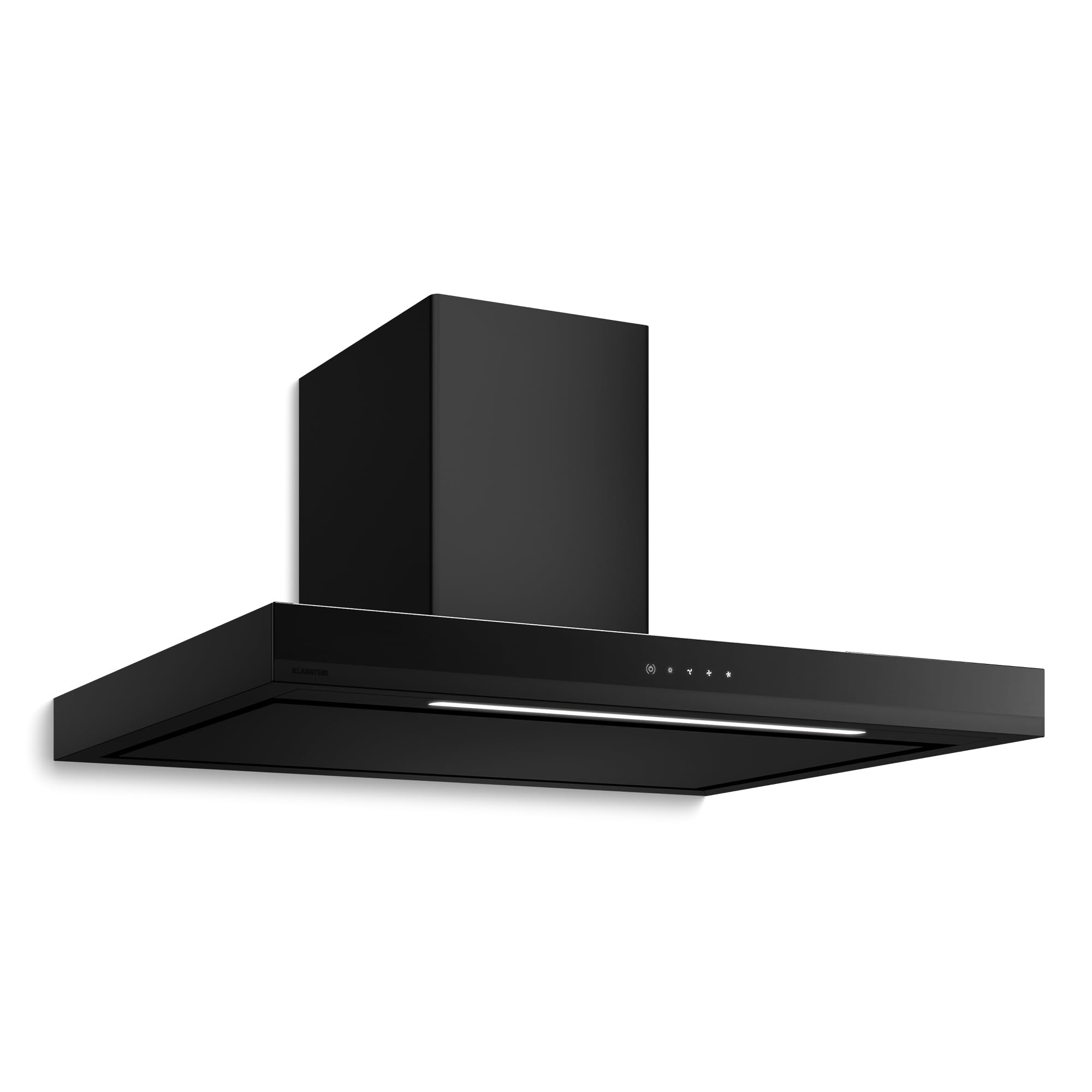 Klarstein Velaire Campana Extractora 90 cm - 595 m³/h, Eficiencia A++, LED, Táctil, Filtro Carbón, 3 Velocidades, Silenciosa, Recirculación & Ducto, Campana Extractora Cocina, Negro