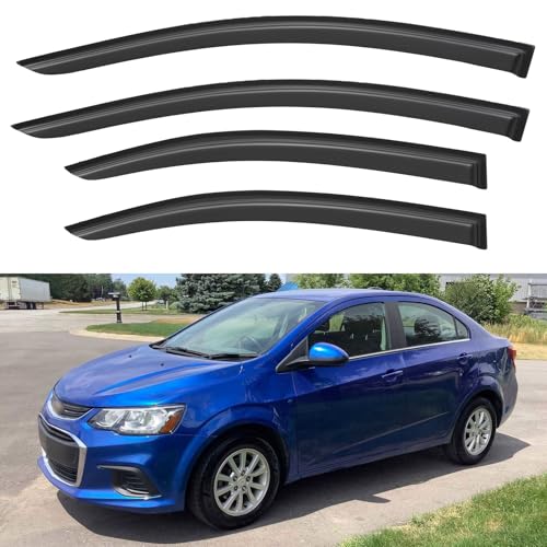 Window Visors Rain Guards for 2012-2020 Chevy Sonic Sedan, Out-Channel Window Vent Wind Deflectors Visors Shades for 12-20 Chevy Sonic (Not for Hatchback)