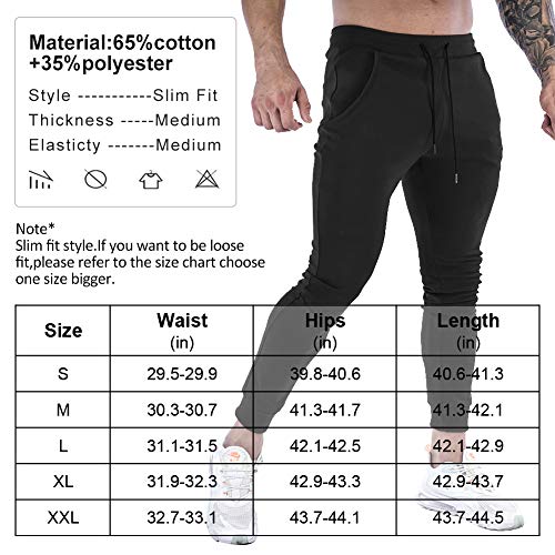 Wangdo Men's Slim Joggers Gym Workout Pants,Sport Training Tapered Sweatpants,Casual Athletics Joggers For Running (Black-L) #TOP5
