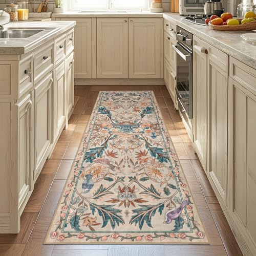 Alfombra de pasillo para cocina y lavandería botánica suave 5