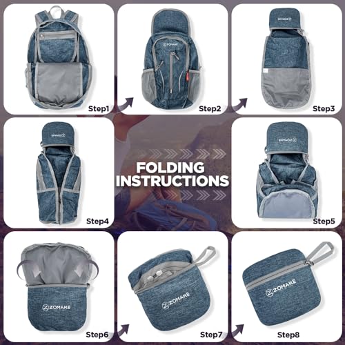 Mochila plegable ligera ZOMAKE 10L para senderismo miniatura 7