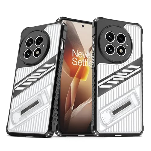 Image of MILLION CASES Back Cover Case for OnePlus 13R Shockproof Protective Hyper Guard Kickstand TPU Case for Men & Boys(Transparent Black)