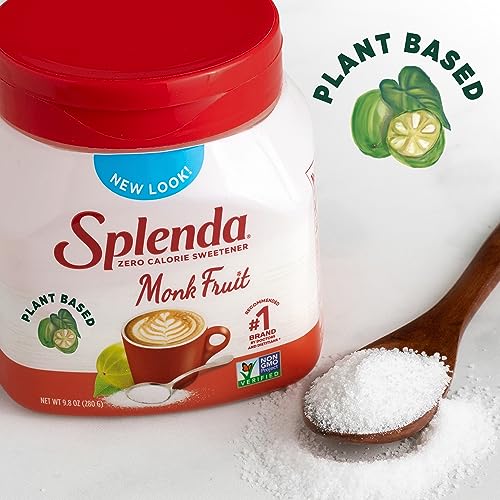 Image of SPLENDA Monk Fruit Zero Calorie Plant Based Granulated Sweetener Jar, 9.8 oz (Pack of 2)