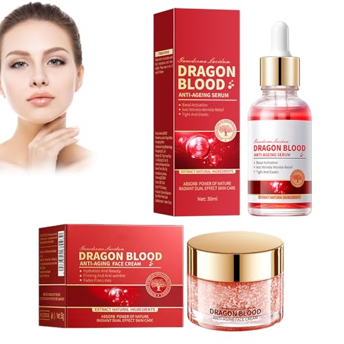 Sérum Y Crema Antiarrugas Con Sangre De Dragón – Tratamiento Intensivo Para Reducir Arrugas, Firmeza Y Reafirmación De La Piel, Para Una Piel Joven Y Radiante, B