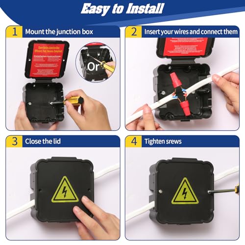 Cichkely DD-1 Open Splice Junction Box (6 Pack), One-Piece Junction Box Splice Box. Repair Open Splices, 5 Second Installation Splice Box, Electrical Junction Box thumb #4